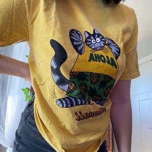Yellow Hawaiian graphic tee